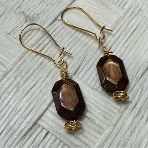 Boho Glam Brown Dangle Drop Earrings